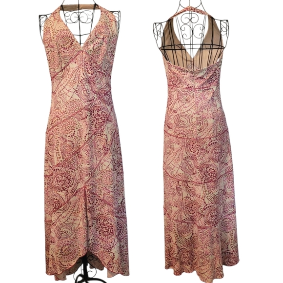 MIXIT Geometric Paisley Asymmetrical Midi Maxi Halter Dress Sz 8 Vintage Y2K - Picture 1 of 15